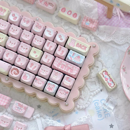 Keycaps PBT Kat Keycap Sæt Alice Layout 2.25U 2.75U Pastel Mekanisk Tastatur TikTok Viral Efterår 2025 Sød Skrivebords Gave