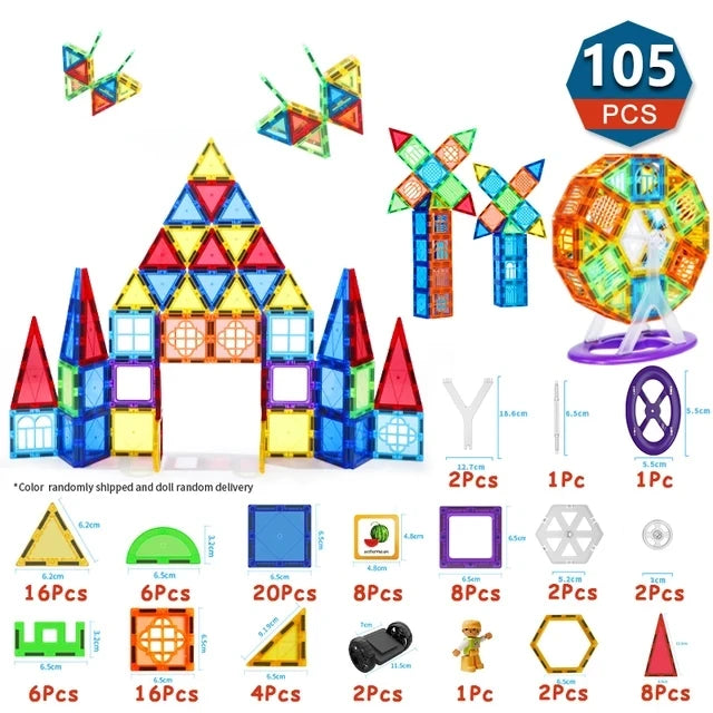 Magnetic Building Blocks Set - Colorful Educational Architecture Puzzle for Kids, Creative Developmental Toy for Ages 3+ - Ideal Birthday & Holiday Gift