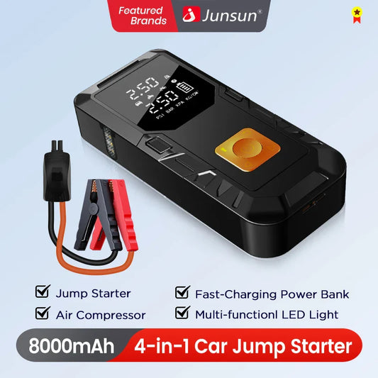Car Jump Starter 4-In-1 Portable Power Bank Air Compressor Fast-Charging 12V Emergency Starter Fall 2025 Gift