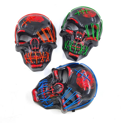 LED Glowing Skull Mask Full Face Halloween 2025 Cosplay