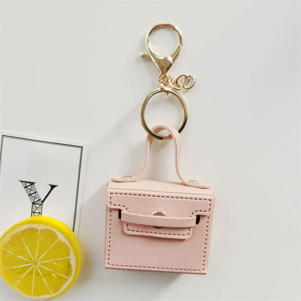 1+1 Gratis Birkin Inspiriert Mini Handtasche - Einfarbige PU Leder Münztasche Schlüsselanhänger Charm