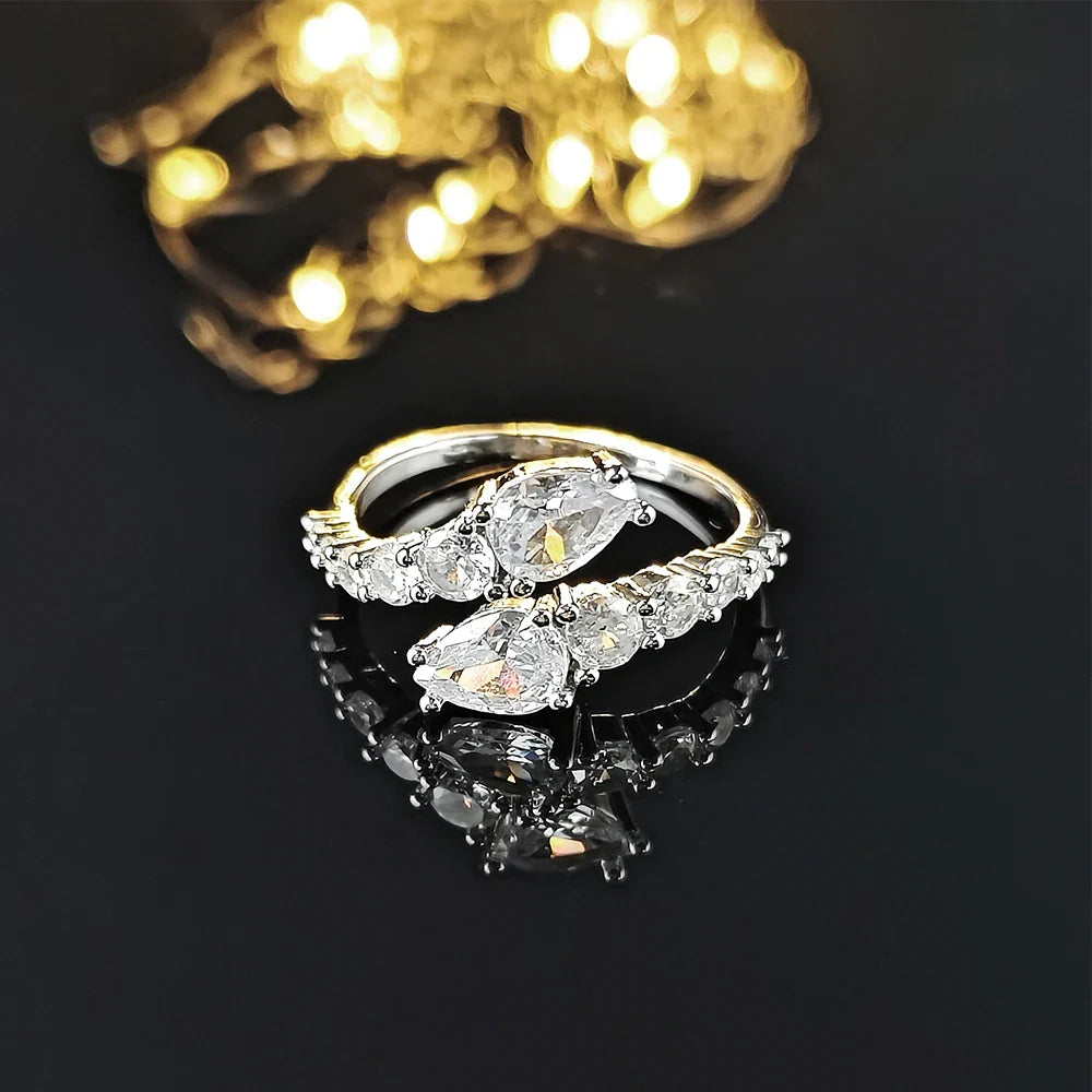 Verstelbare Cocktailring met Kubieke Zirkonia Valentijnscadeau 2026 Fonkelende Klauwzetting