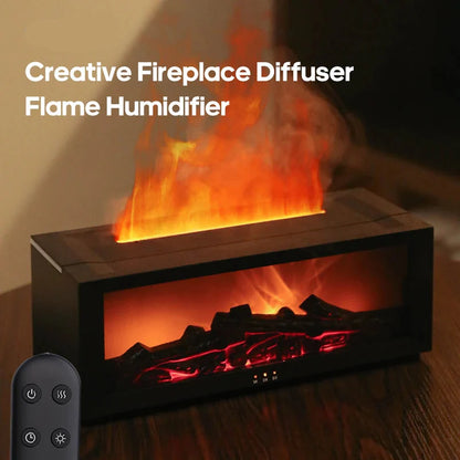 Ätherischer Öl-Diffusor Kaminflammen-Luftbefeuchter Buntes LED Aroma Nebel Fernbedienung Timer USB Gemütlicher Herbst 2025 Geschenk