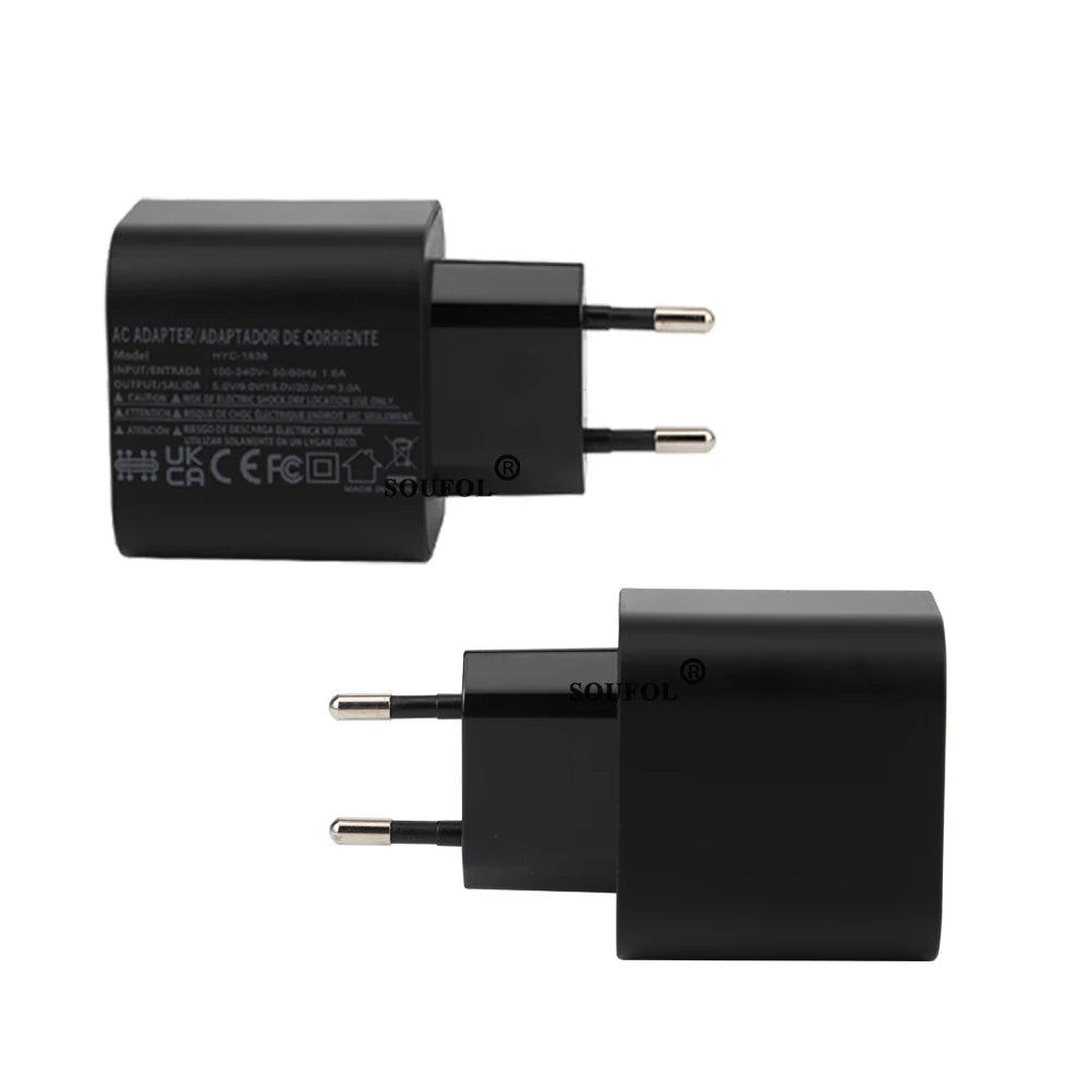 Cargador rápido USB C de 60W con enchufes EU US UK para Switch2