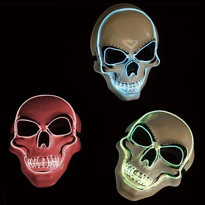 LED Skull Mask Full Face Glowing Terror Mask Halloween Fall 2025 Masquerade Party Costume Mask Breathable