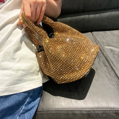 Glanzende Kristallen Clutch Tas Emmer Schoudertas voor Avond Luxe Strass Handtas