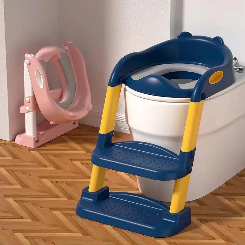 Adjustable Folding Toilet Ladder for Kids - Step Stool, Soft Cushions, Fits Standard Toilets