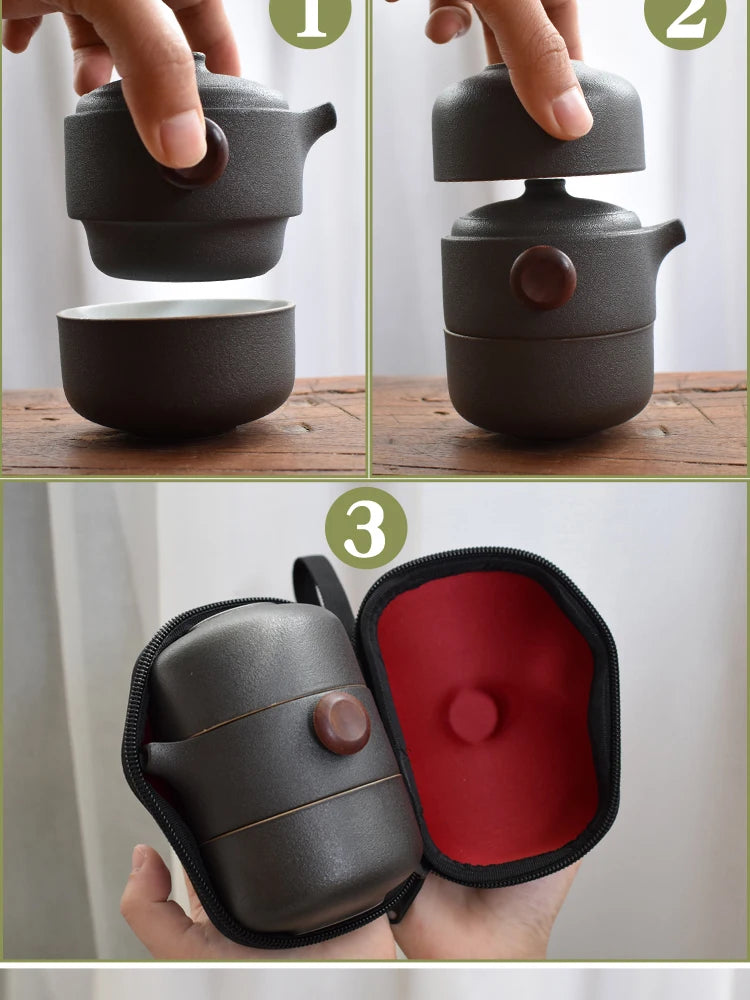 Porcelain Portable Travel Tea Set Kung Fu Teaware Handmade