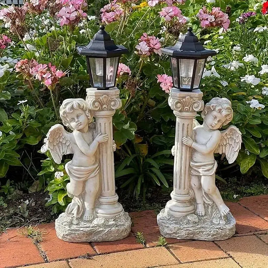 Statua luce angelo solare 49 cm luce da sentiero da giardino esterno decorazione religiosa cattolica idea regalo
