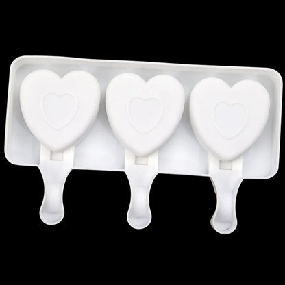 Heart-Shaped Silicone Ice Cream Mold, 3 Cavity Design for Chocolate, Pudding, and More, Food-Grade, Easy Release