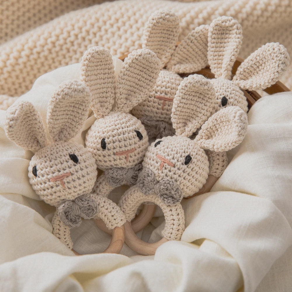 Baby Crochet Rattle Bunny Teether Newborn Sensory Toys