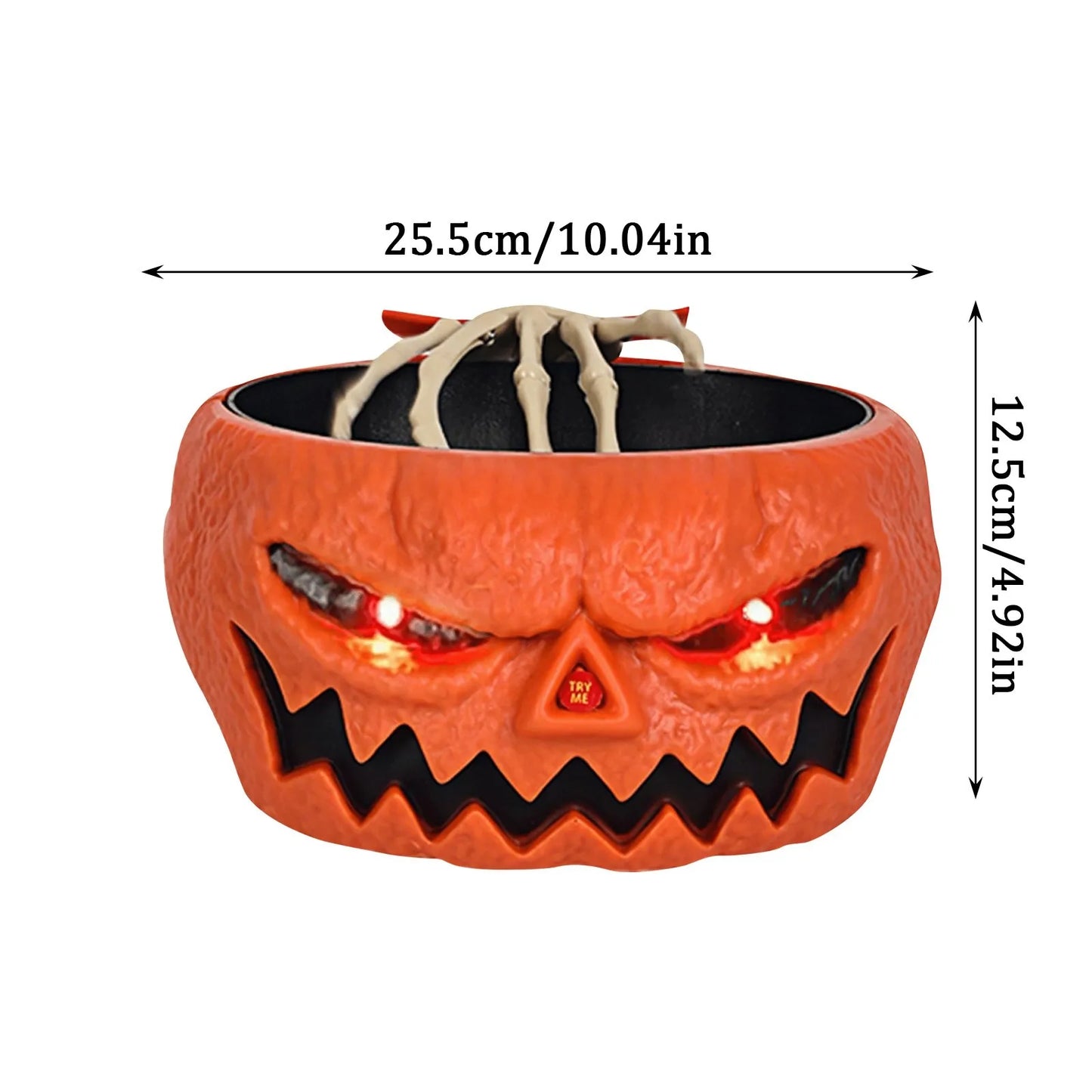 Halloween slikskål bevægelsessensor spøg med LED-øjne og skelet hånd, Halloween 2025 fest midtpunkt