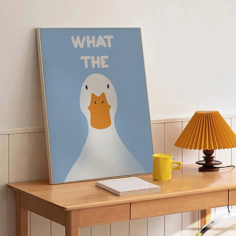 Poster Stampa su Tela What The Duck Impermeabile per Camera da Letto in Dormitorio