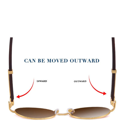 Træmode solbriller til kvinder og mænd - Vintage ovale designerbriller, UV-beskyttelse