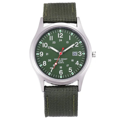 Quartz Field Watch Nylon Strap Military Style Date Luminous