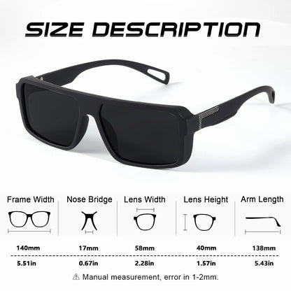 Classic Square Polarized Sunglasses for Men Women Fashion Sports Shades