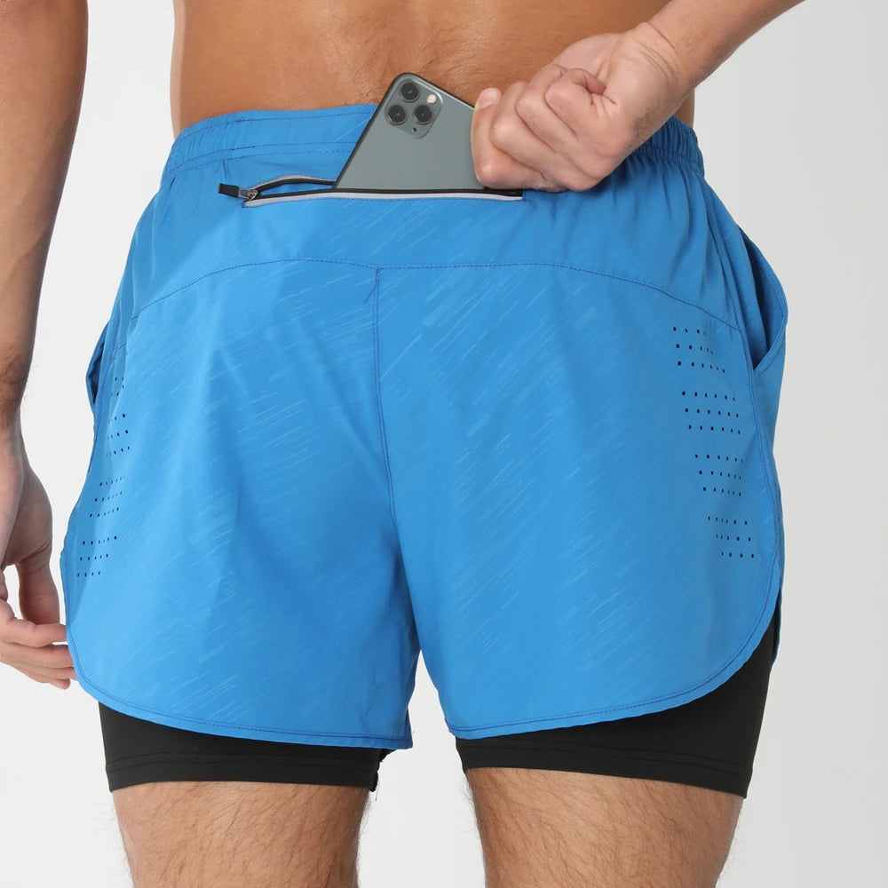 Quick-dry men's 2-in-1 running shorts - lightweight lined, polyester, for gym and summer training