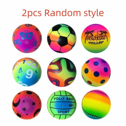 Variant image for Eco-Friendly Rainbow Ball Toy for Kids, Soft Elastic Leather Ball for Indoor and Outdoor Play, 22 cm Diameter-2