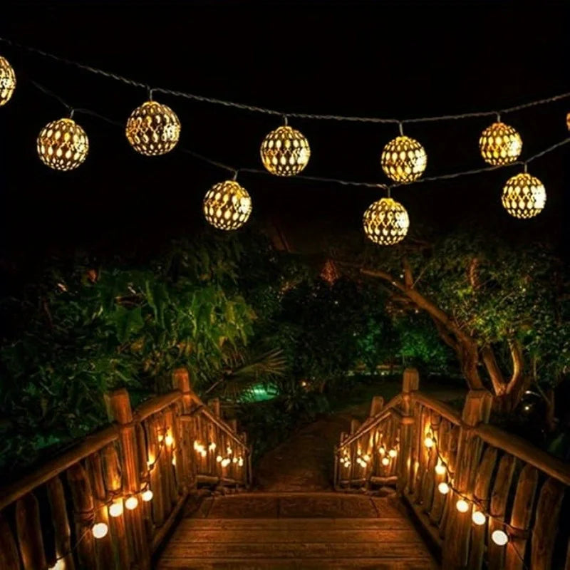 Luci a stringa solari palla marocchina LED impermeabili 8 modalità decorazione festa da giardino Natale 2026