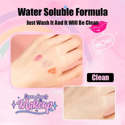 Kids Makeup Kit Washable Pretend Play Cosmetic Set With Mirror NonToxic Safe Gift Idea Back To School 2025