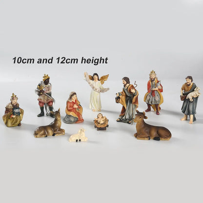 Nativity Set 4 Inch Resin Figures 11 Piece Manger Scene Nativity Christmas Decor Indoor Outdoor Catholic Gift