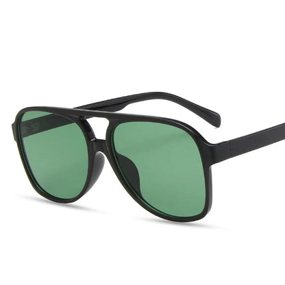 Vintage Oversized Sunglasses Women Retro Big Frame Square Glasses with Pouch Black Yellow