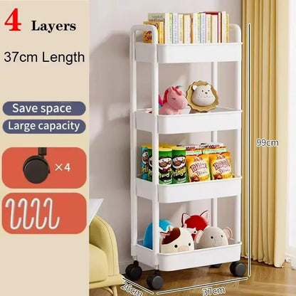 Multi-Layer Mobile Storage Rack Trolley - Home Organizers for Kitchen & Bedroom with Wheels