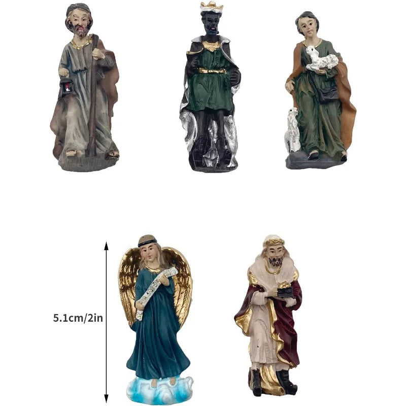 Nativity Set 11-Piece Resin Christmas Ornaments Manger Scene Catholic Figurines Decor Holiday 2025 Gift
