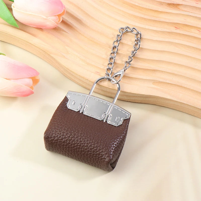 1+1 Free Birkin Inspired Mini Hand Bag - Small Bag Charm Keychain with Metal Chain