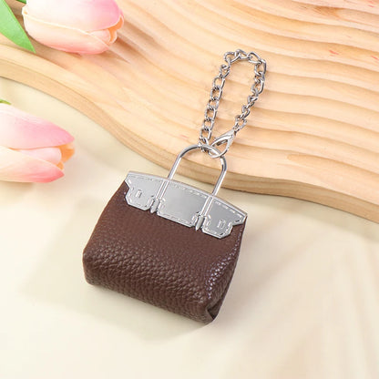 1+1 Free Birkin Inspired Mini Hand Bag - Small Bag Charm Keychain with Metal Chain