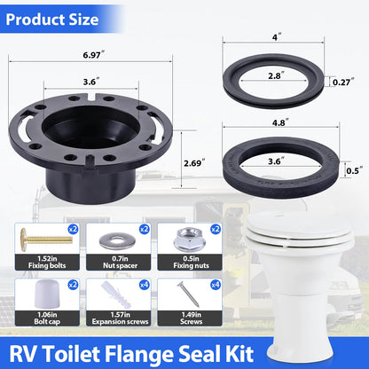 RV Toilet Seal Kit 3-Inch Flange Replacement for 300/310/320 RV Toilets Fall 2026 Easy Install Durable ABS