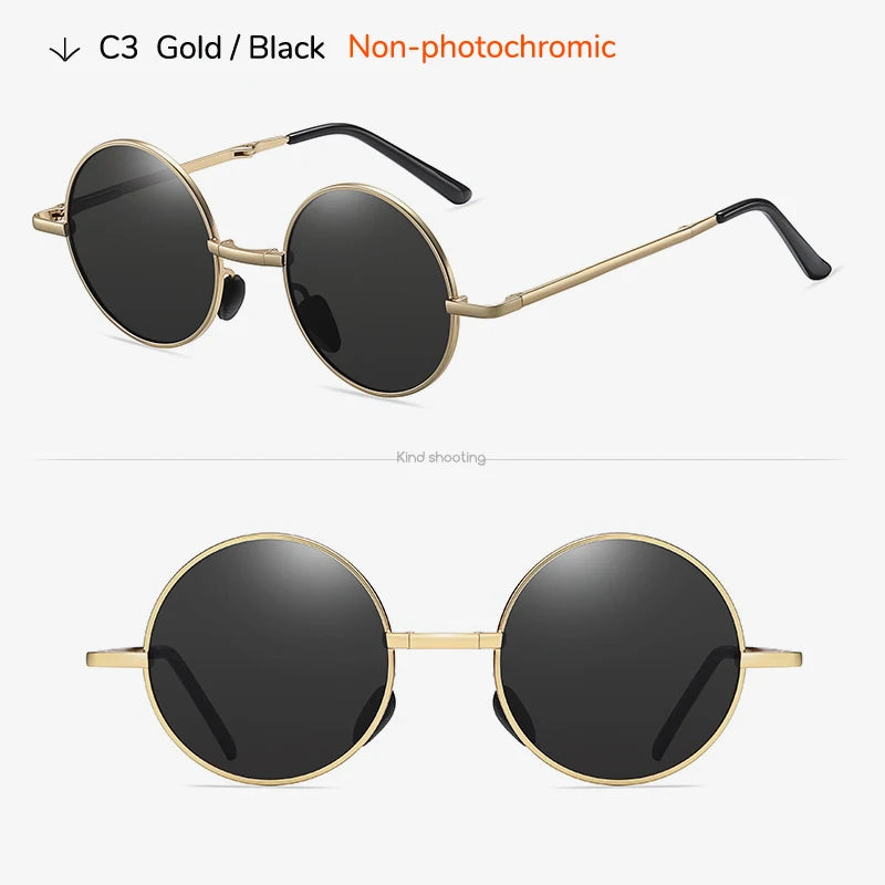 Photochromic Sunglasses Foldable Polarized Round Frame Summer 2026 Glare Reduction for Driving