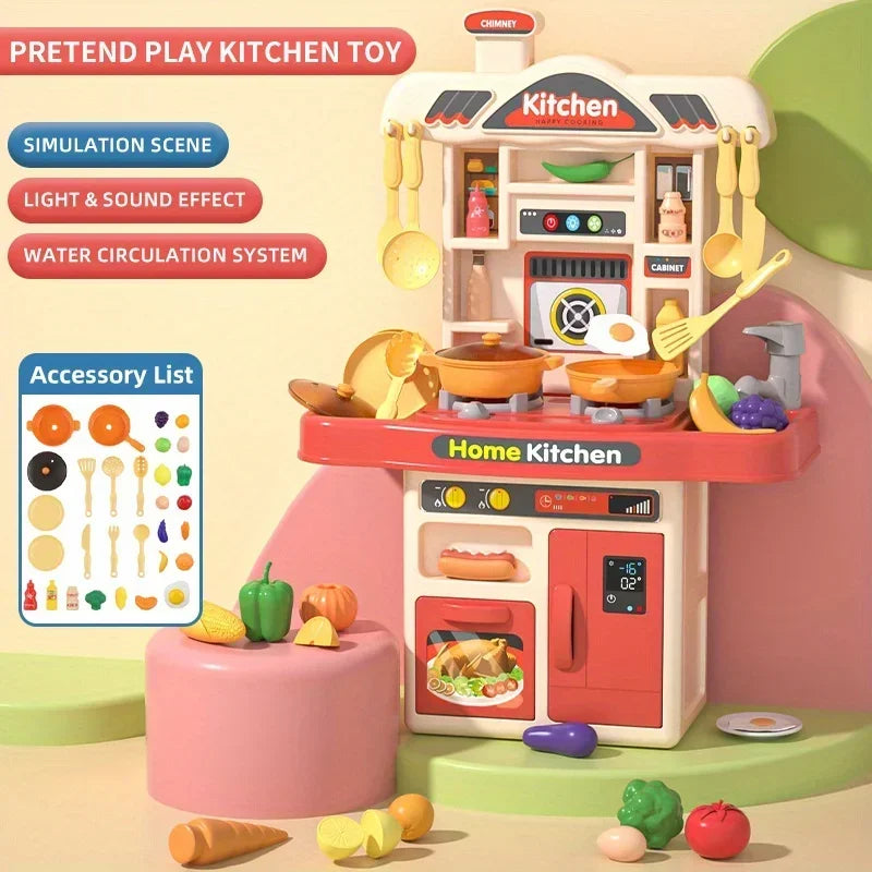 Kids Interactive Kitchen Play Set - Realistic Cooking Toys with Light & Sound for Ages 3+, Fun Gift for Boys & Girls