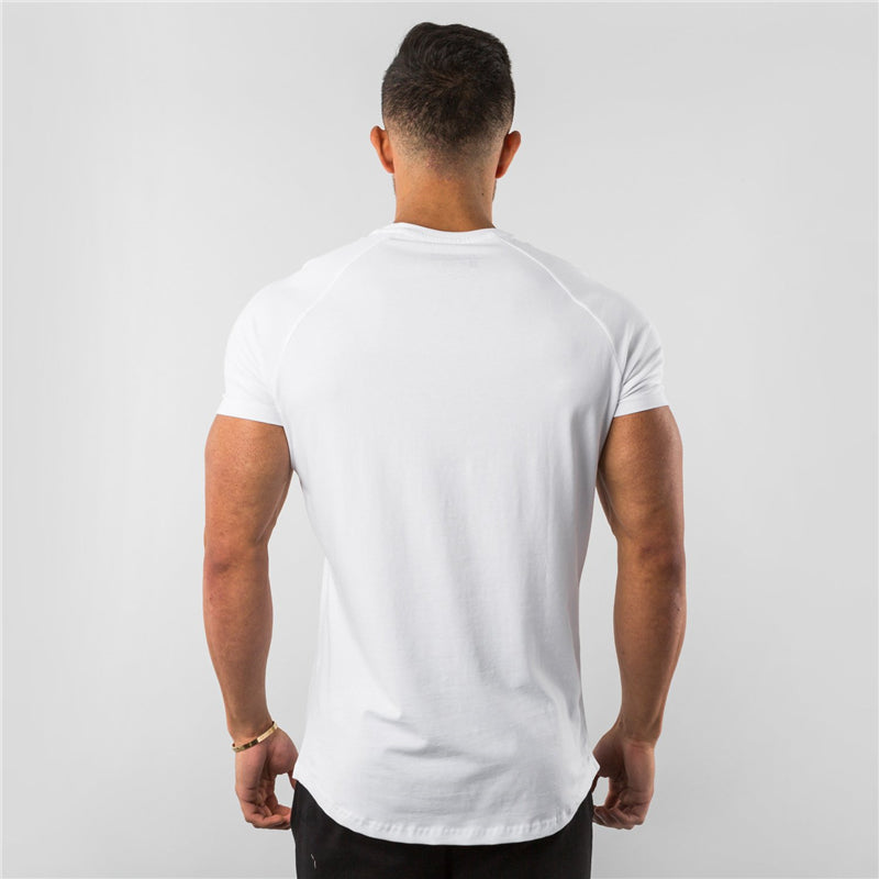 Breathable slim fit men's gym t-shirt – short sleeve, cotton blend, for workout & casual wear