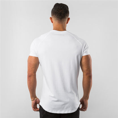 Breathable slim fit men's gym t-shirt – short sleeve, cotton blend, for workout & casual wear