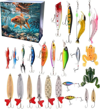 Calendario de Adviento de Pesca Kit de Cuenta Regresiva de Navidad de 24 Días
