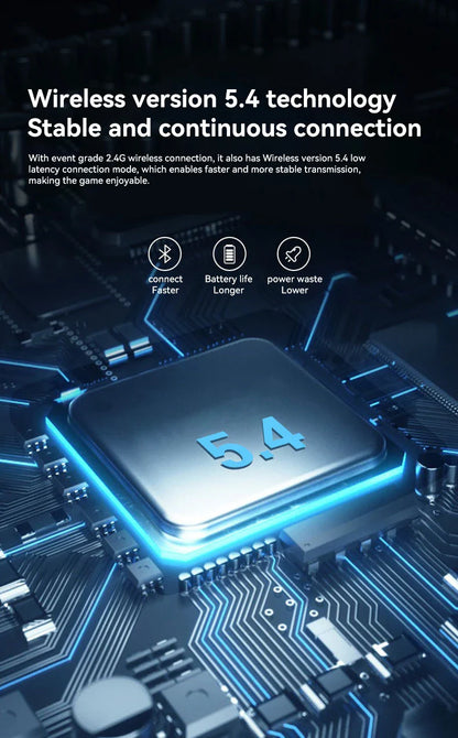 Gaming Headset Bluetooth 5.4 Wireless RGB Low Latency