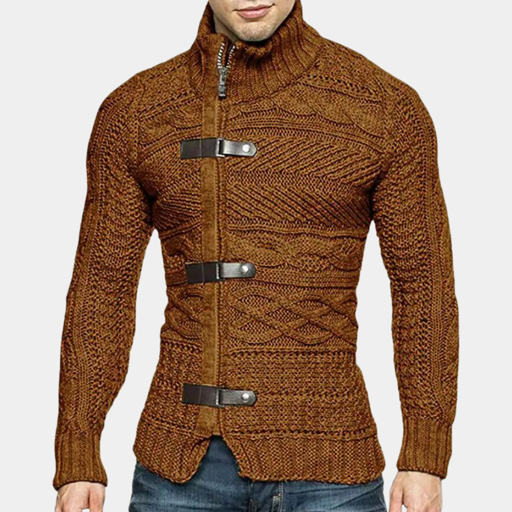 Warm Men’s Turtleneck Sweater - Shawl Collar, Merino