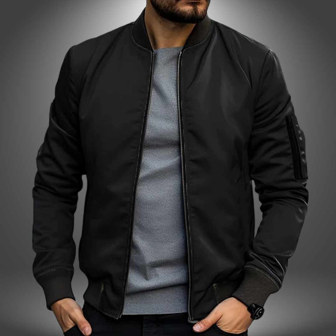 Lightweight Men’s Bomber Jacket – Ribbed Zip, Nylon