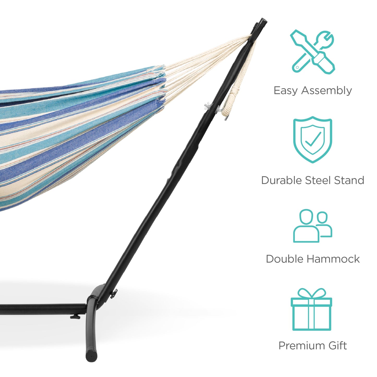 Double Hammock Heavy-Duty with Stand & Bag - 450 lb Capacity for Camping