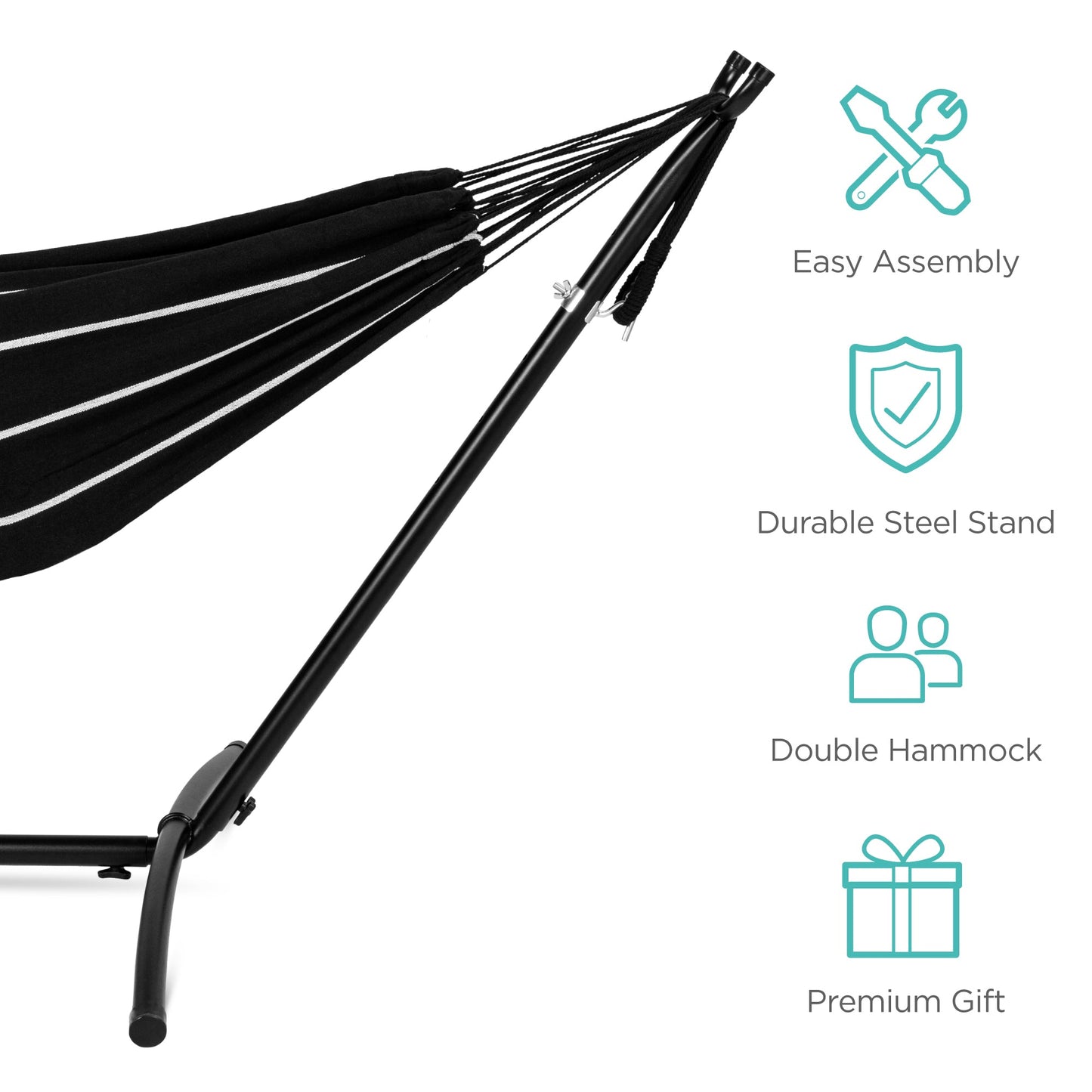 Double Hammock Heavy-Duty with Stand & Bag - 450 lb Capacity for Camping