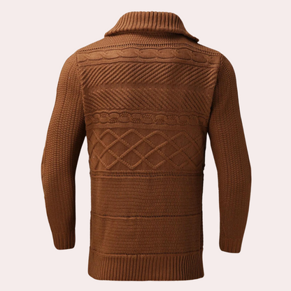 Warm Men’s Turtleneck Sweater - Shawl Collar, Merino