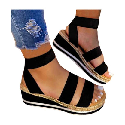 Women's Strap Cross Wedge Sandals, Breathable Lightweight Summer Footwear with Round Cup Shape, Non-Slip TPR Sole-1