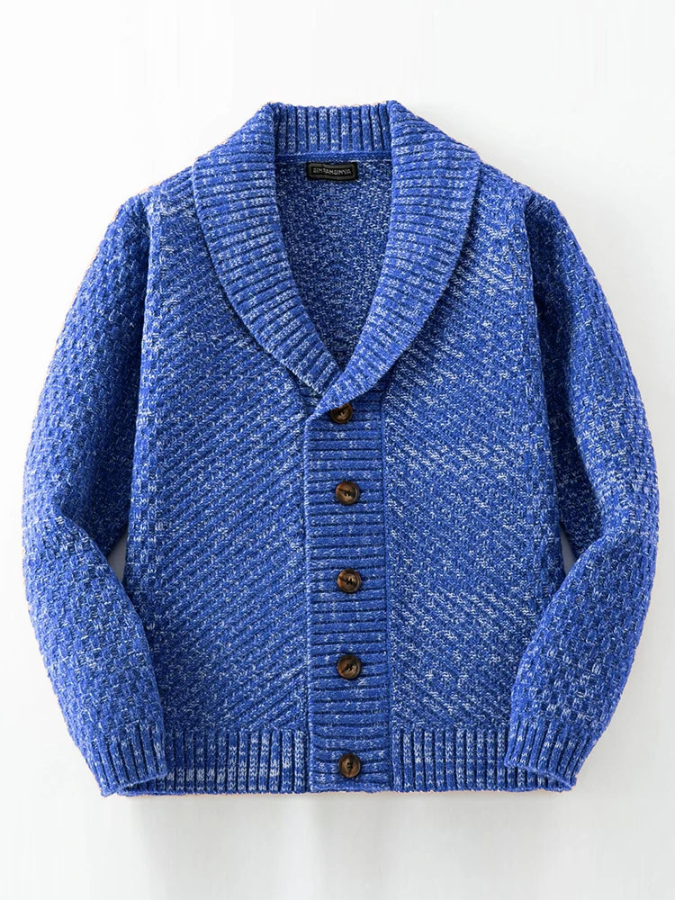 Soft Classic Mens Cardigan - Shawl Collar, Knit, Casual