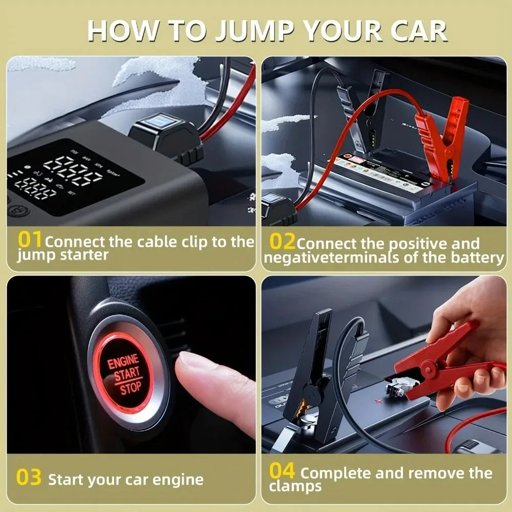 Jump Starter met luchtpomp Auto Jump Starter 3000A 150 PSI Inflator LED-licht Vallen 2025 Voorbereiding