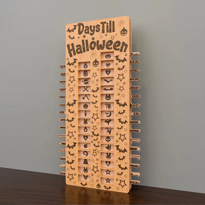 Calendario dell'Avvento di Halloween in Legno 31 Giorni Conto alla Rovescia Artigianale