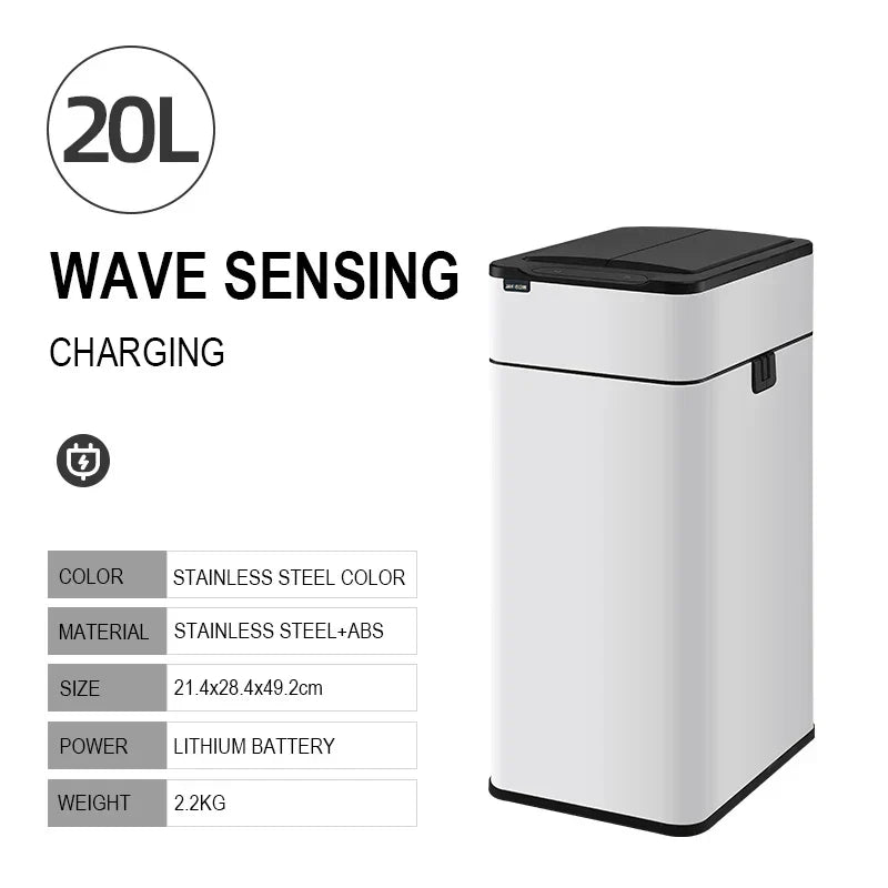 Trash Can 20L Stainless Steel Sensor Kitchen Bin Hands Free