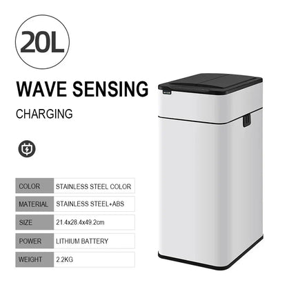 Trash Can 20L Stainless Steel Sensor Kitchen Bin Hands Free