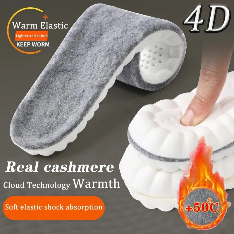 Self Heated Insoles Real Cashmere 4D Cloud Thermal Winter 2025 Arch Support Anti Odor