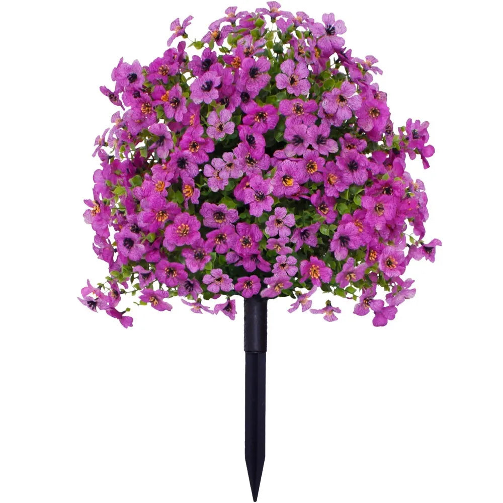 Picchetto da giardino con fiore artificiale, cespuglio fiorito finto da esterno con punta da conficcare nel terreno per decorare cortili, giardini e fioriere, 45 x 36 cm